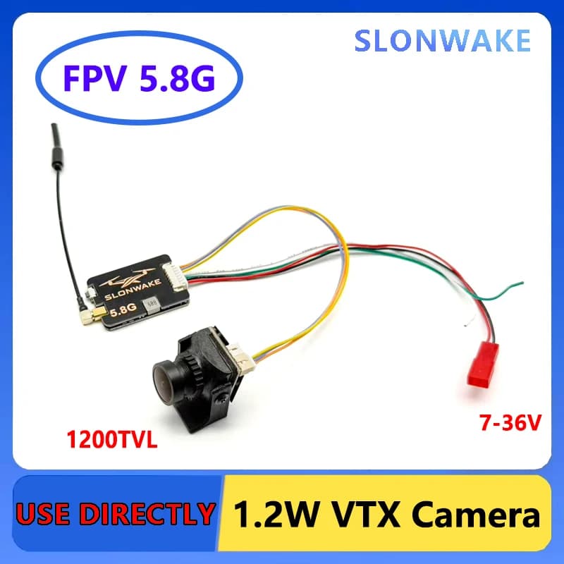 SLONWAKE 5.8G Long Range Transmitter VTX FPV 200/500/1000/1200mW adjustable 1200TVL Camera CMOS 2.1MM for RC Drones & Vehicles