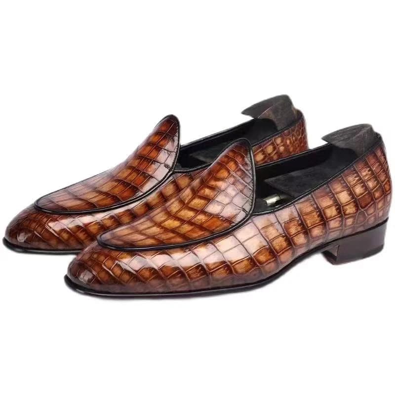 Shengzhuangsnabao nuove scarpe da uomo per il tempo libero, scarpe da uomo in stile coccodrillo, scarpe da matrimonio, mocassini, scarpe da lavoro color marrone spazzolato