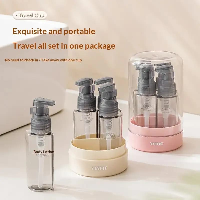 4-in-1 Travel Split Bottle Set Empty Reusable Cosmetics Bottles Leak Proof Containers For Toiletries Water Cream Spray Bottle
