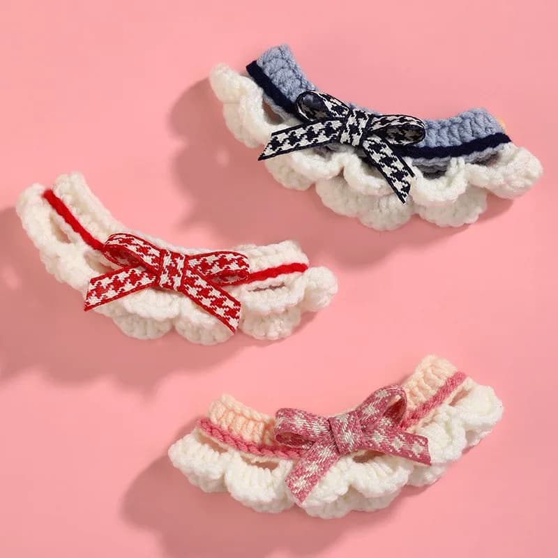 Collare Decorativo per Gatti e Cuccioli con Fiocco Lavorato a Mano, Regolabile, Accessorio per Cani e Gatti