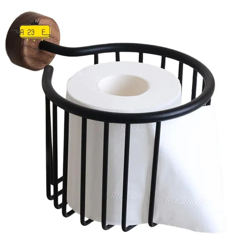 A23E - Portarotolo di Carta Igienica in Legno Massello di Noce, Espositore per Carta Igienica, Scatola Portarotolo per Bagno