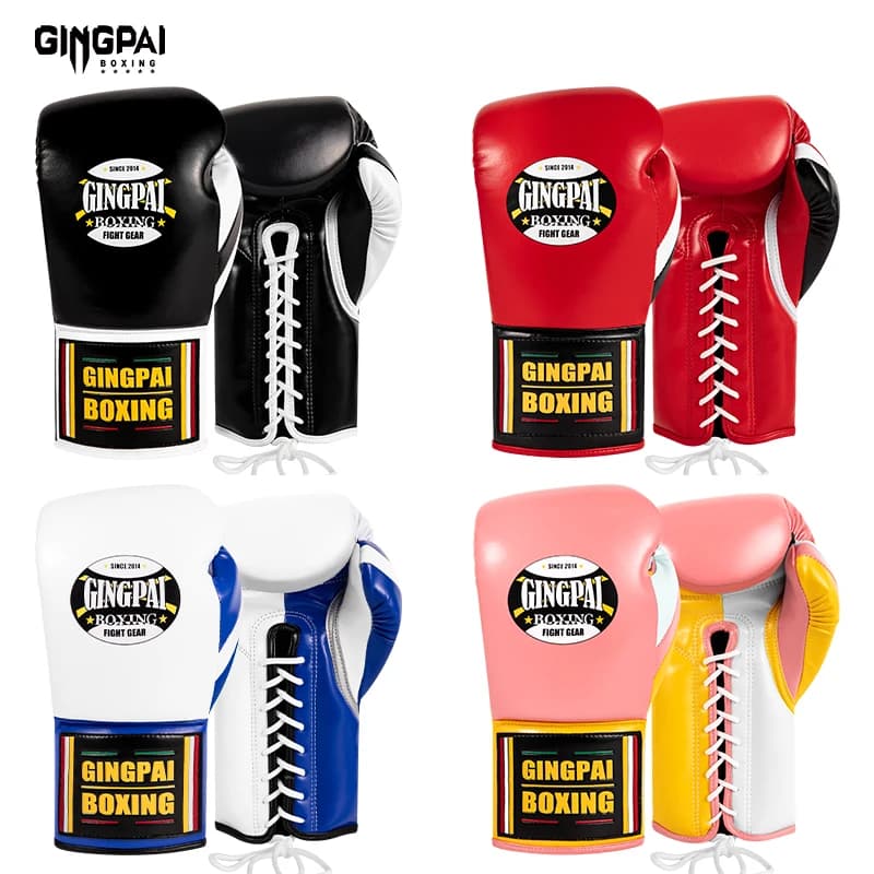 Professional Boxing Gloves Adult Men Women Sanda Combat Muay Thai Super Fiber Leather Rope Boxing Gloves Practical Punching Bags