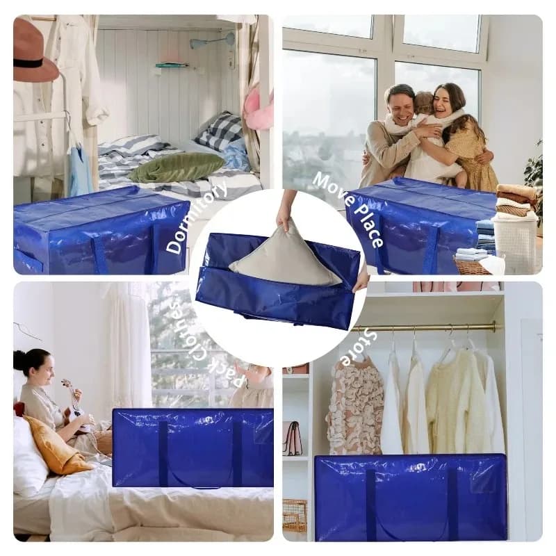 1PC Extra Large Heavy-Duty Moving Bag Waterproof Storage Tote with Handles And Zippers Foldable for College Dorm And Home Use