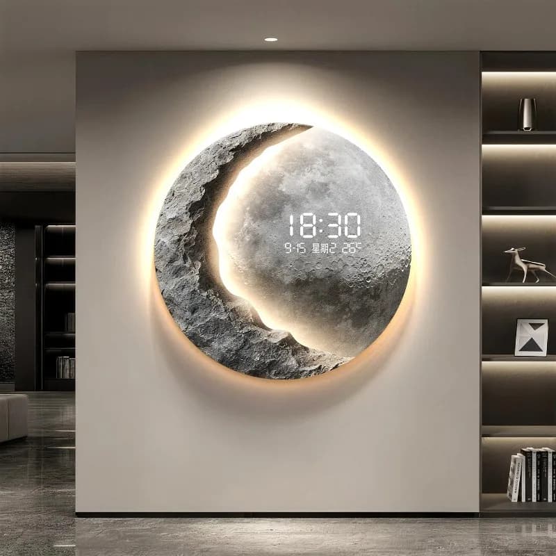 Orologio da Parete Rotondo di Design, Lussuoso Orologio LED Moderno per Camere da Letto, Orologio Creativo e alla Moda per Ristoranti, Decorazione per la Casa