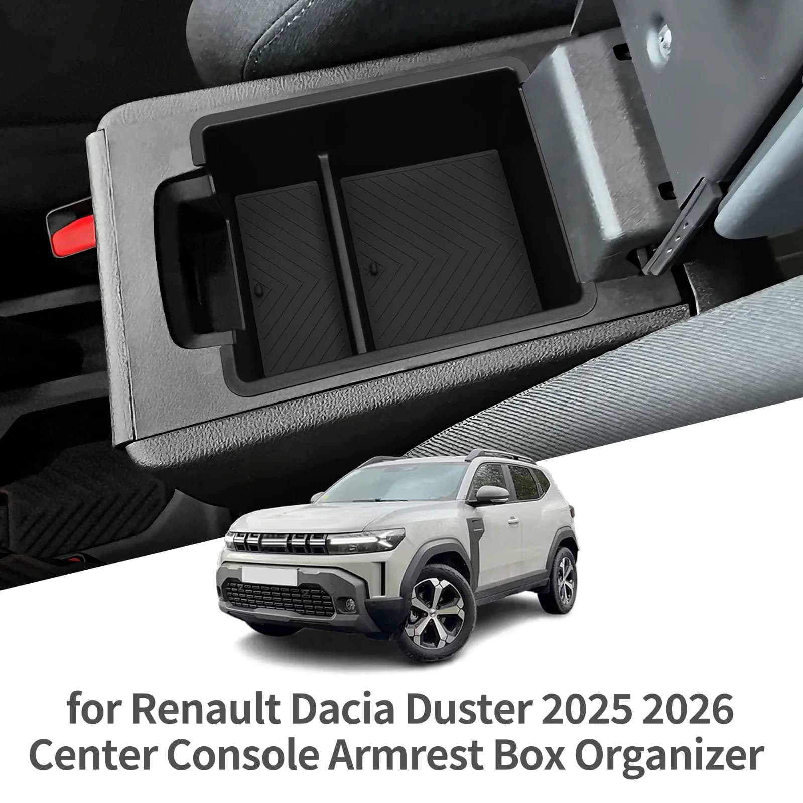 Vano portaoggetti per bracciolo auto per Dacia Duster/Renault Duster (2025-2026), accessori interni, vassoio console centrale, organizer in ABS