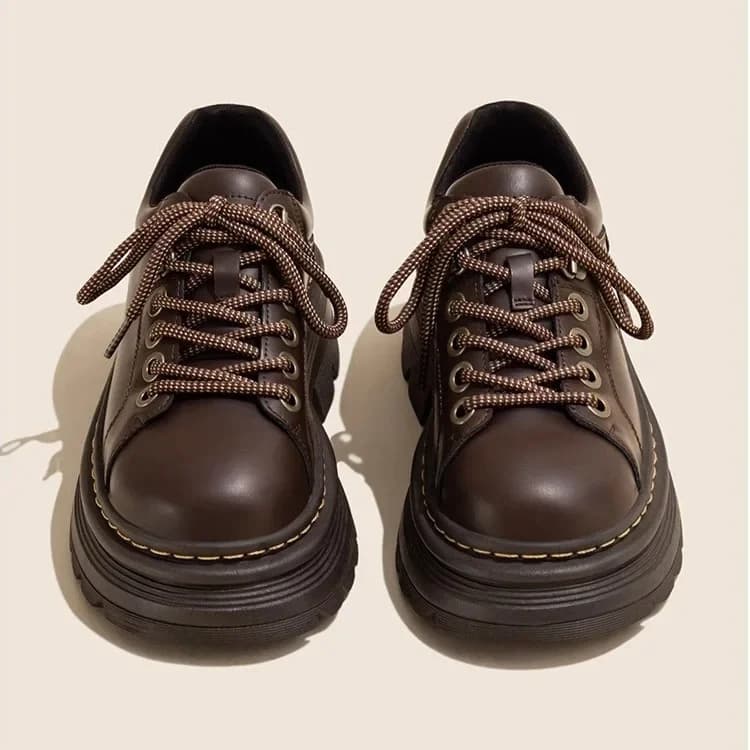 Scarpe derby da donna autunno stile britannico calzature femminili mocassini con pelliccia punta tonda zoccoli piattaforma sneaker casual in pelle