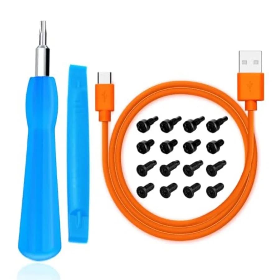 Replacement Ring Screwdriver Bit Set and 20Pcs Doorbell Screws T6 T5 and Charger Charging Cable Cord for Video Doorbell, Video