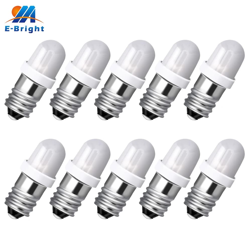 10X Lampadine LED E10 per Torcia, Luci LED Miniatura E10 a Vite 6V 6.3V 3V 4.5V per Attrezzature Industriali e Torce di Emergenza