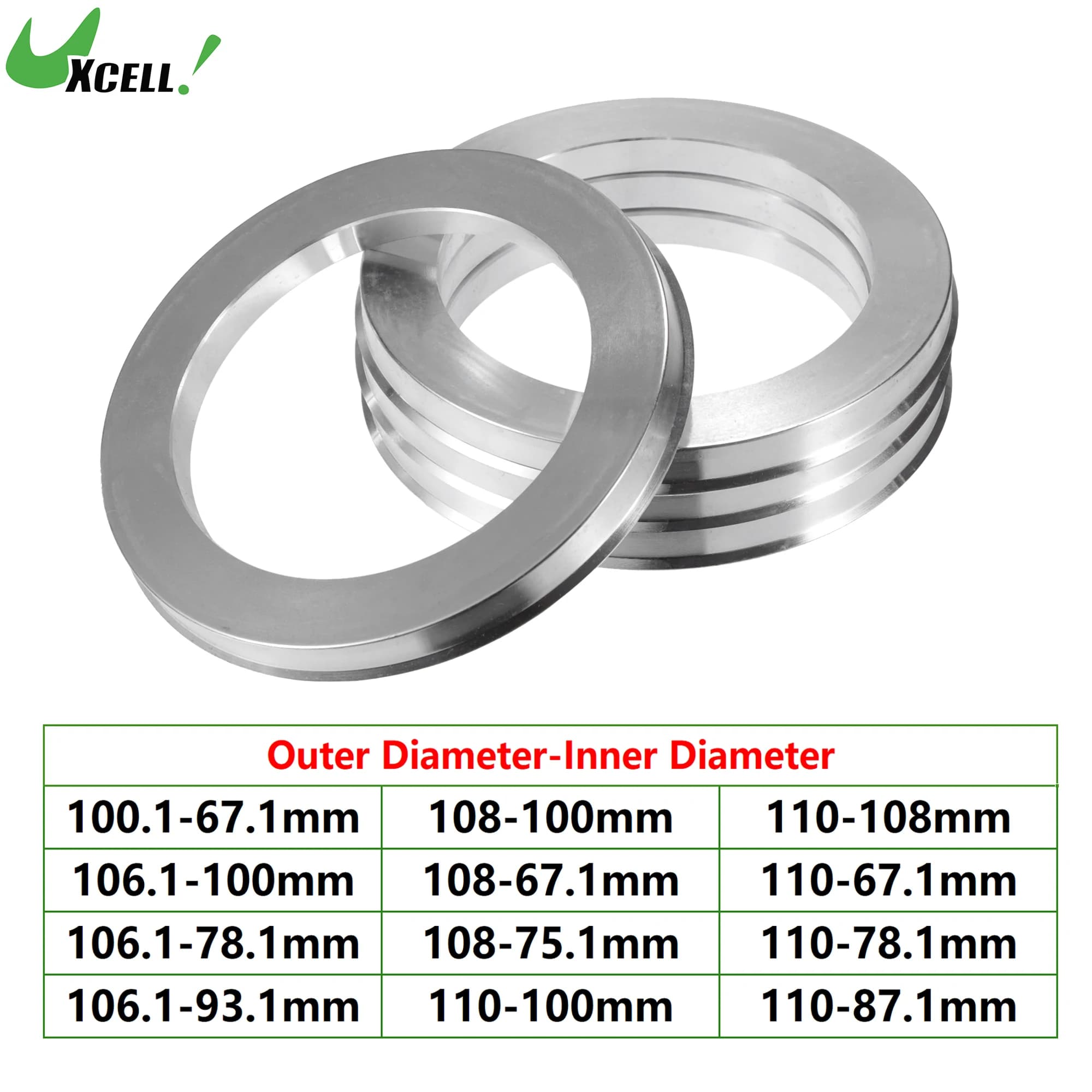 UXCELL UXCELL 4 pz OD 100.1mm 106.1mm 108mm 110mm a ID 67.1mm 93.1mm 100mm mozzo auto Centric Rings ruota foro centro distanziale