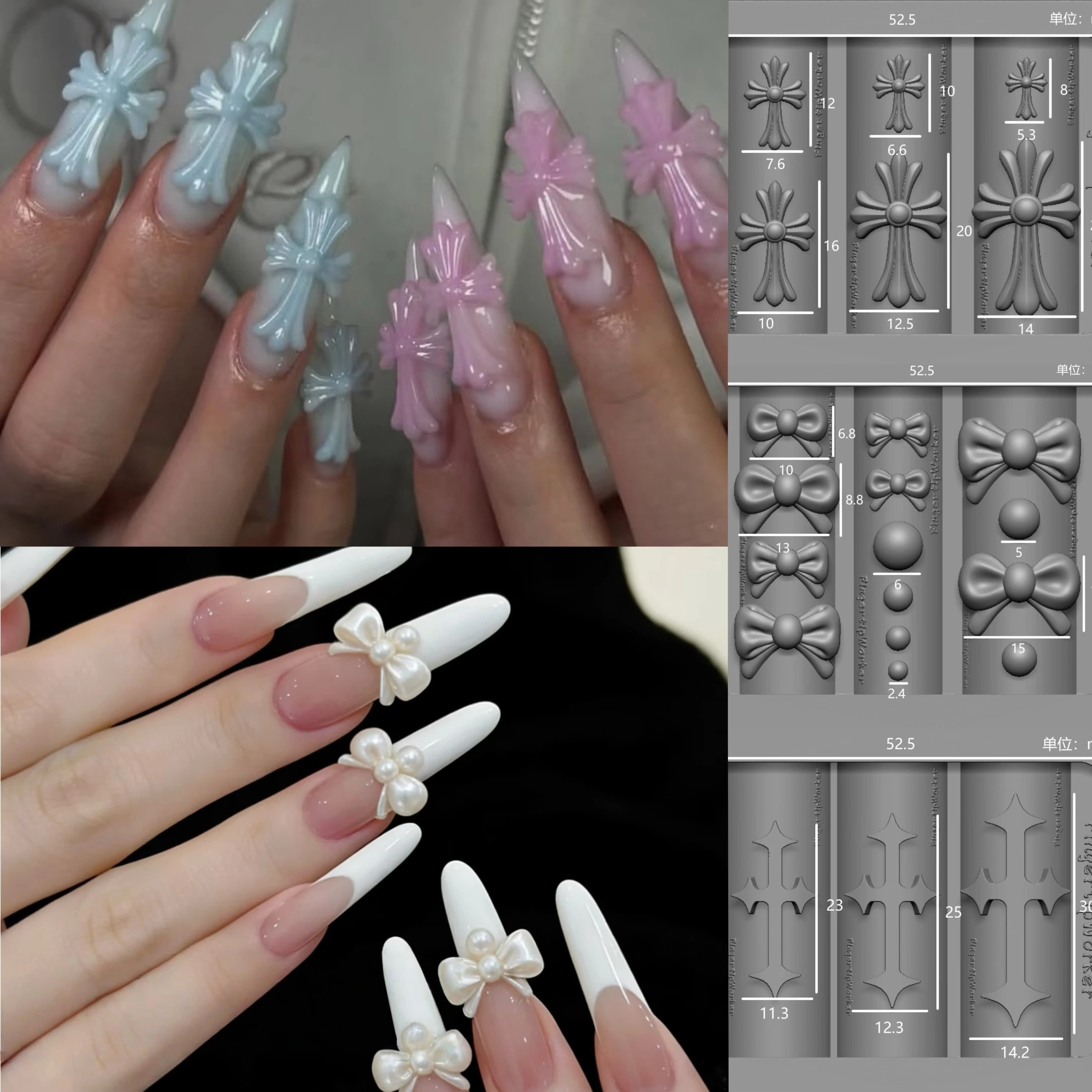 Stampo in silicone 3D per nail art con incisioni a croce, 4 stili, riutilizzabile, per decorazioni unghie, strumento per manicure