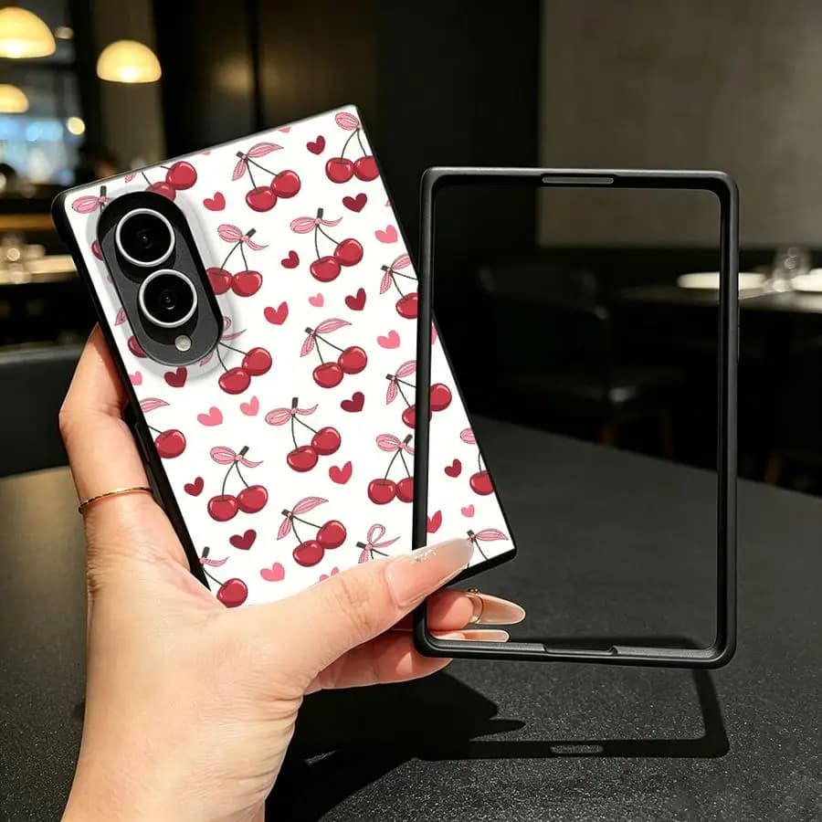 Luxury Phone Cover Case for Samsung Galaxy ZFold8 ZFold Wide Z Fold8 Wide Z Fold 8 Cartoon Cherry