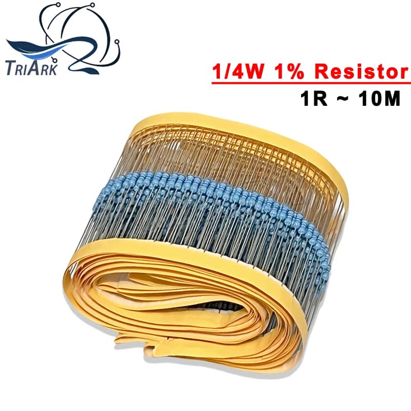 Set of 100 Metallic Film Resistors 1/4 Watt, Precision 1%, 1K Ohm, 10K Ohm, 220K Ohm for Electronic Projects Fai-da- ♪