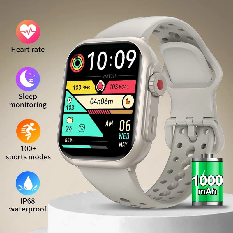 LIGE 2026 NEW Watch for iOS Man Woman, Intelligent Bracelet with 1000mAh Battery, AMOLED Display, Bluetooth Calls, Sporty, Waterproof