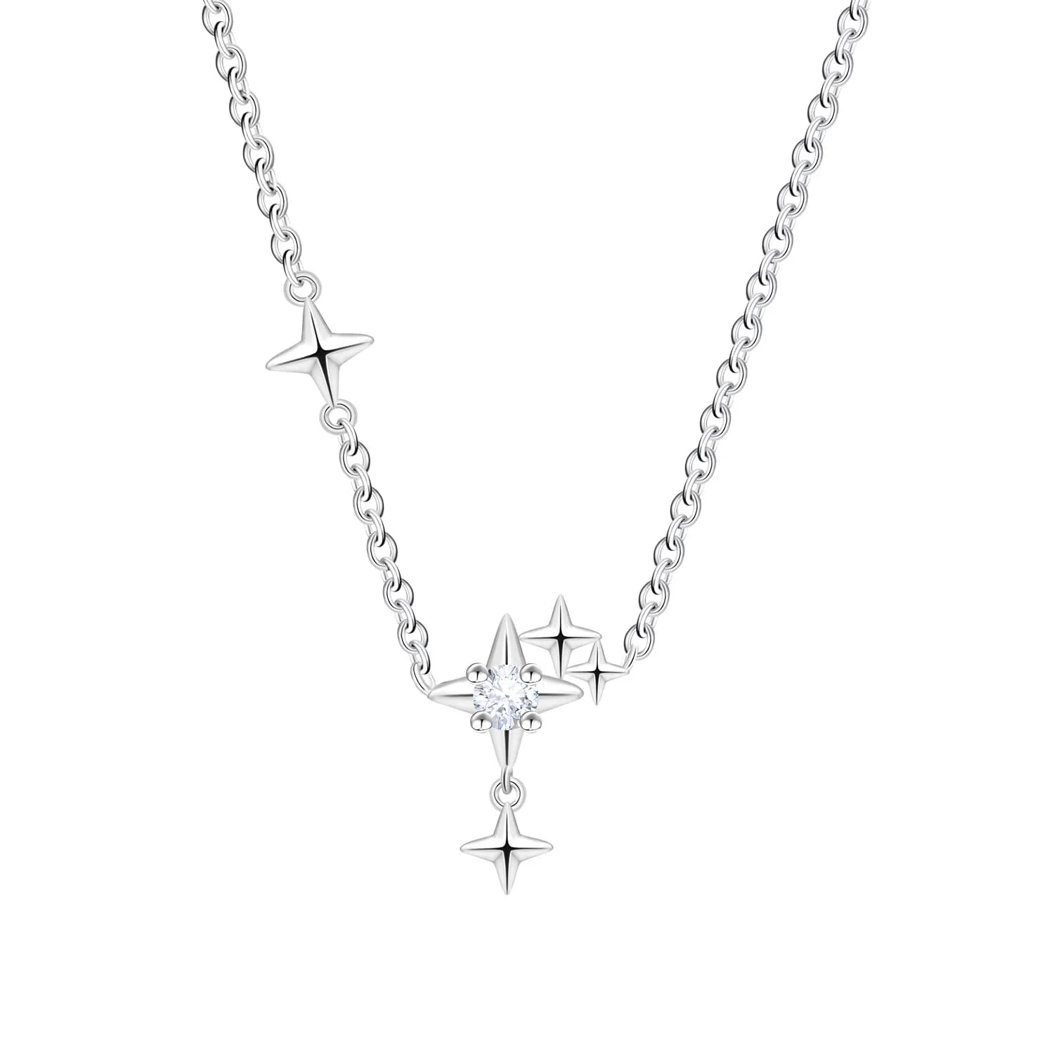 CYCUFF Collana con ciondolo a forma di stella scintillante in argento sterling 925, regali per donne, compleanno, matrimonio, anniversario, gioielli originali