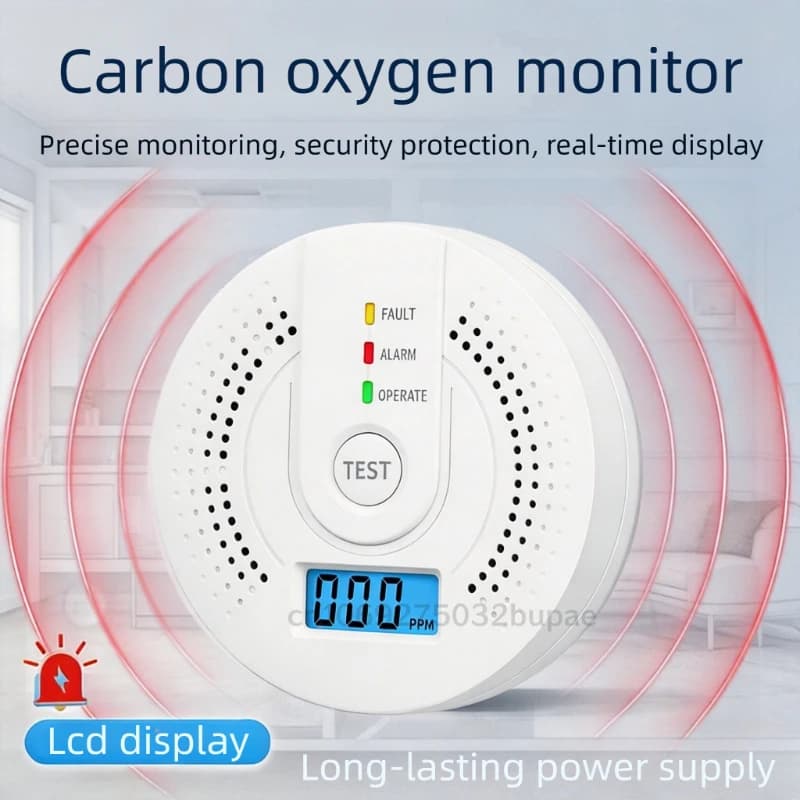 Digital Carbon Monoxide Detector CO Gas Monitor Alarm Sound & Light Warning CO Sensor Detector with LED Display for Home Office