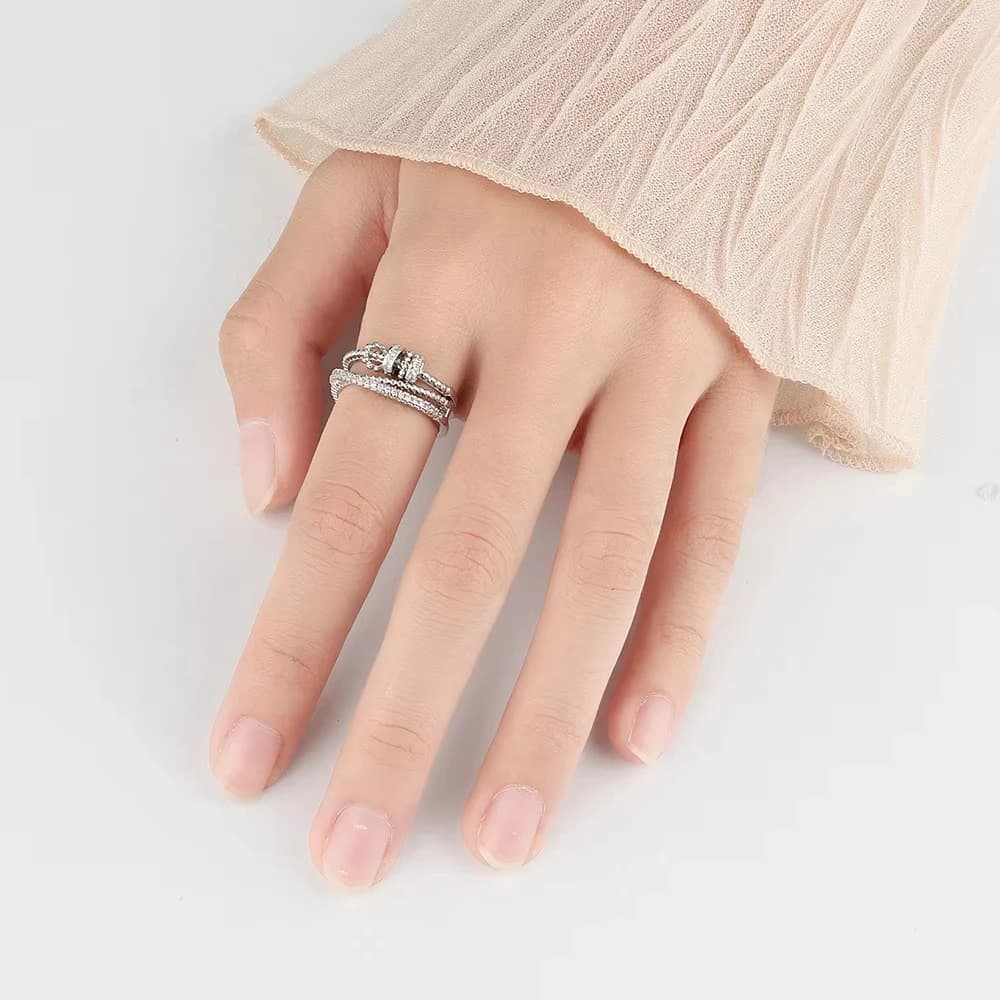 Anelli Regolabili per Donne, Anello Anti-Stress e Ansia, Fidget Spinner con Sfera Rotante Libera, Accessori Gioielli Regalo