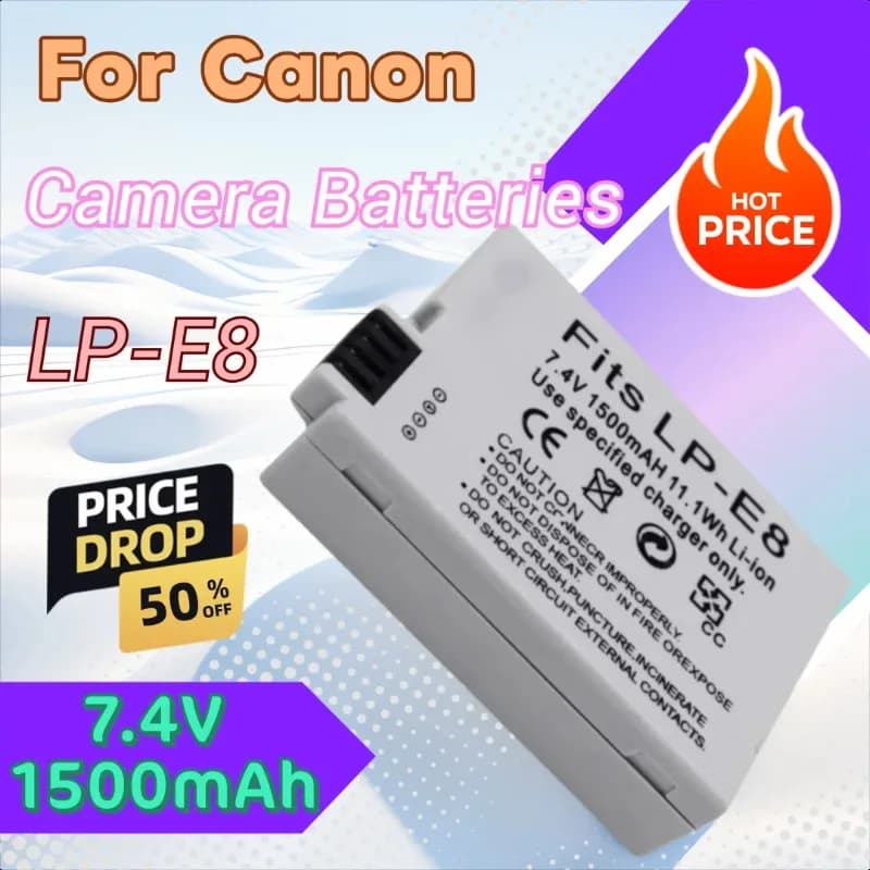 New LP-E8 LPE8 LPE8 7.4 V 1500 mAh camera batteries for Canon 650D 700D 550D T2i T3i T4i X4 X5 X6i X7i DSLR