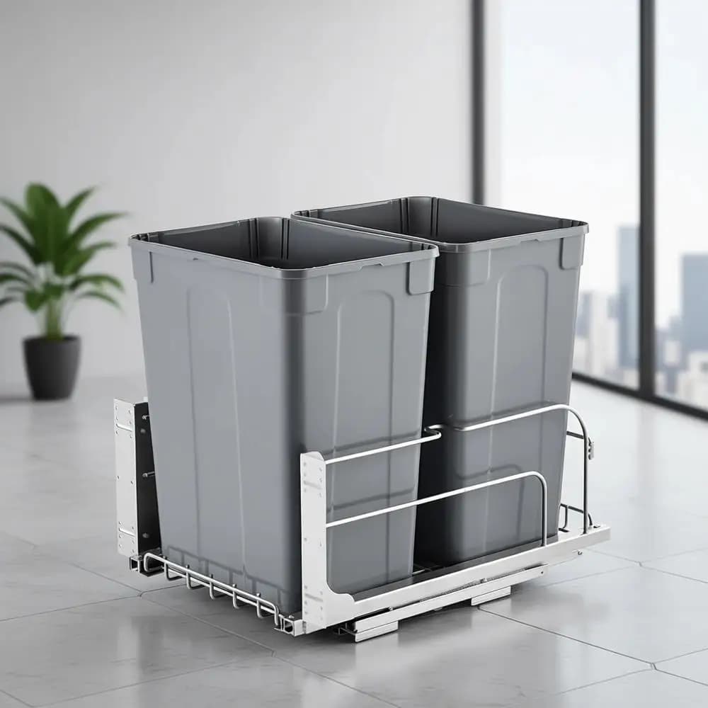 Doppio contenitore per rifiuti sottolavello, 35 QT x2, bidoni per rifiuti e riciclo resistenti con chiusura ammortizzata per mobile da cucina, lavello, bancone