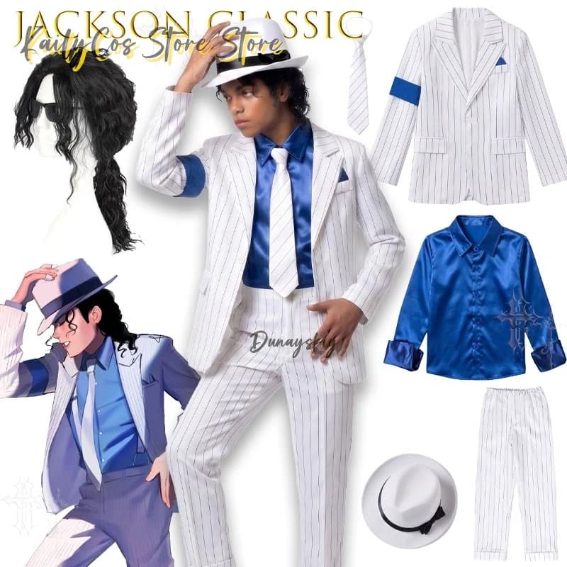 Michael Military Jacket Halloween Dress Up Smooth Criminal Cosplay Costume Halloween Michael Jackson Beat It Billie Jean cos
