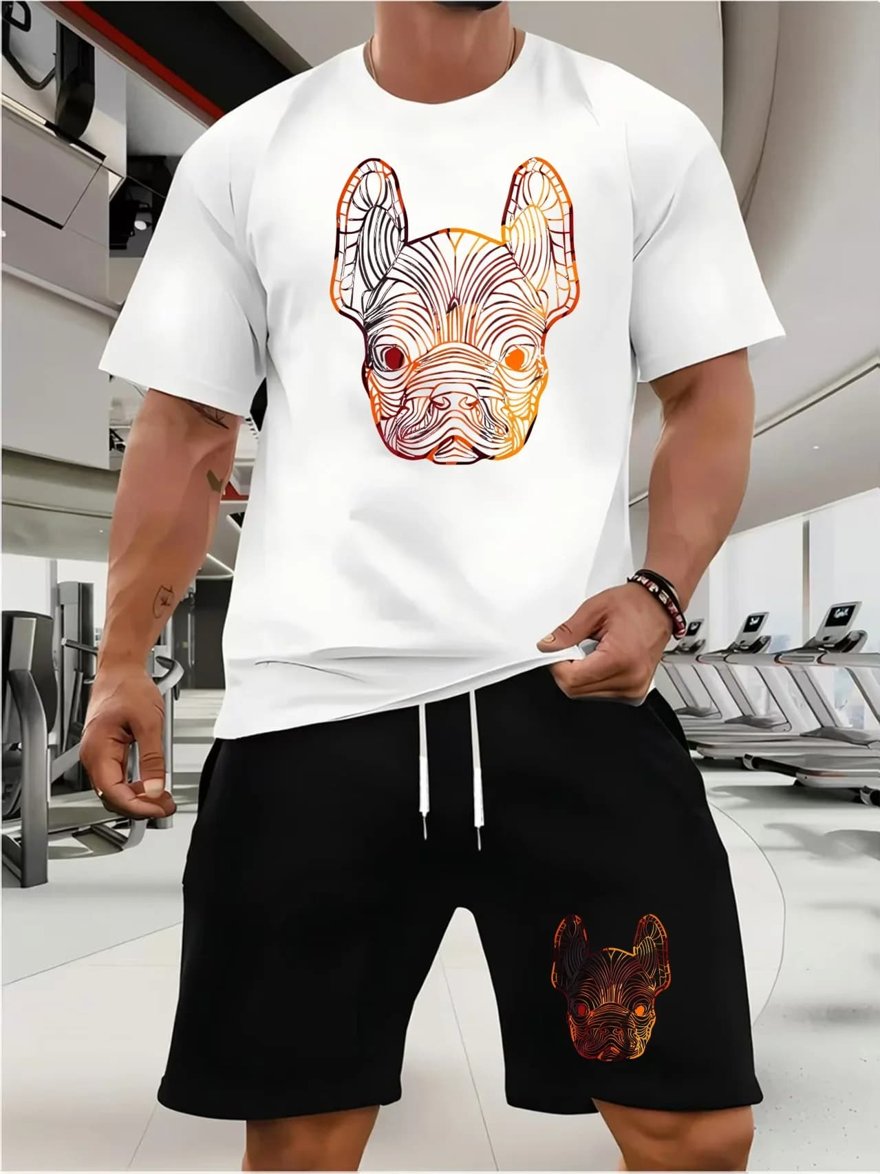 Completo Estivo da Uomo, T-Shirt a Maniche Corte per Sport e Fitness, Abbigliamento Sportivo Due Pezzi, Abbigliamento Casual da Uomo