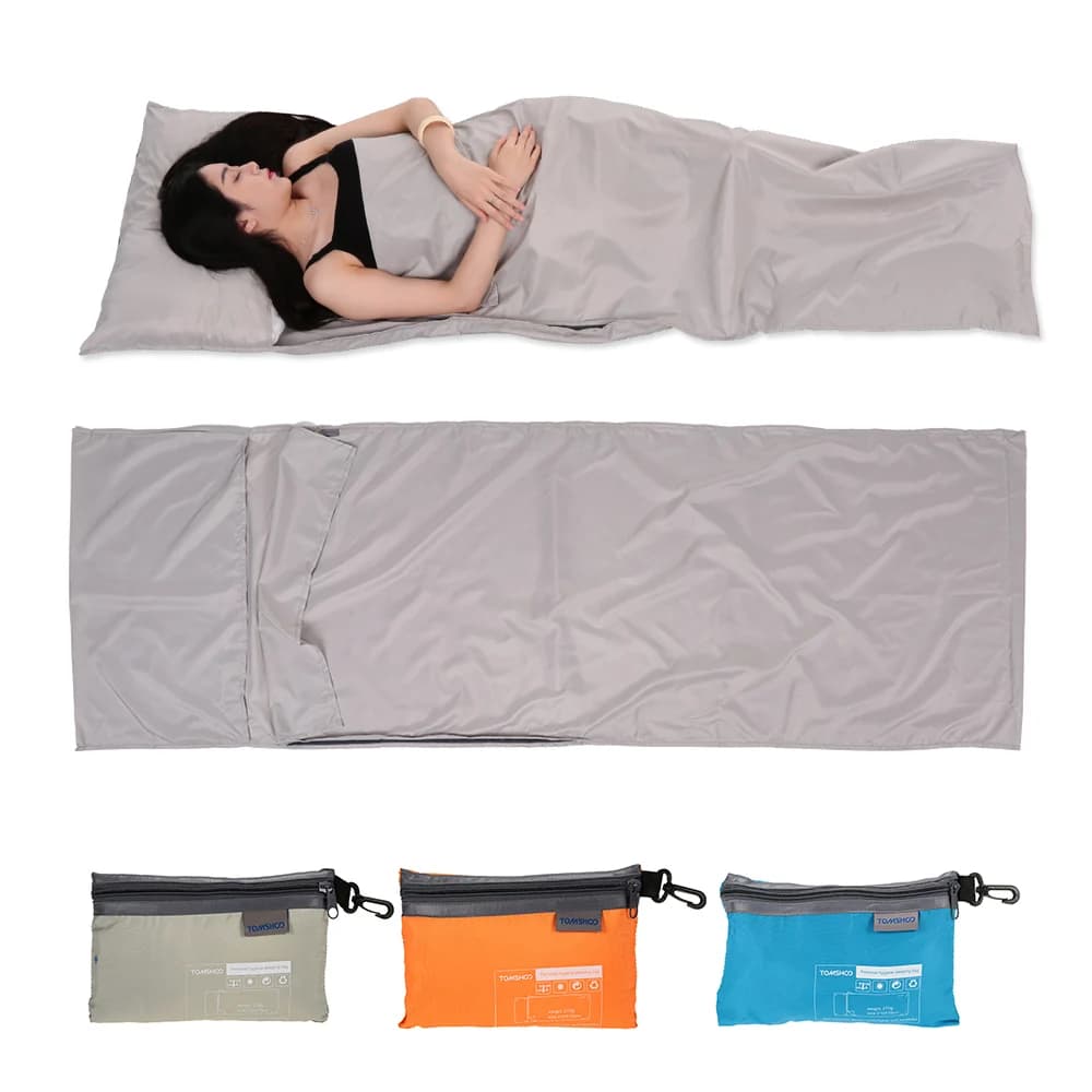Sacco a Pelo Leggero da Esterno in Poliestere Pongee, Portatile, Singolo, per Campeggio, Viaggi, Hotel, 75*210CM