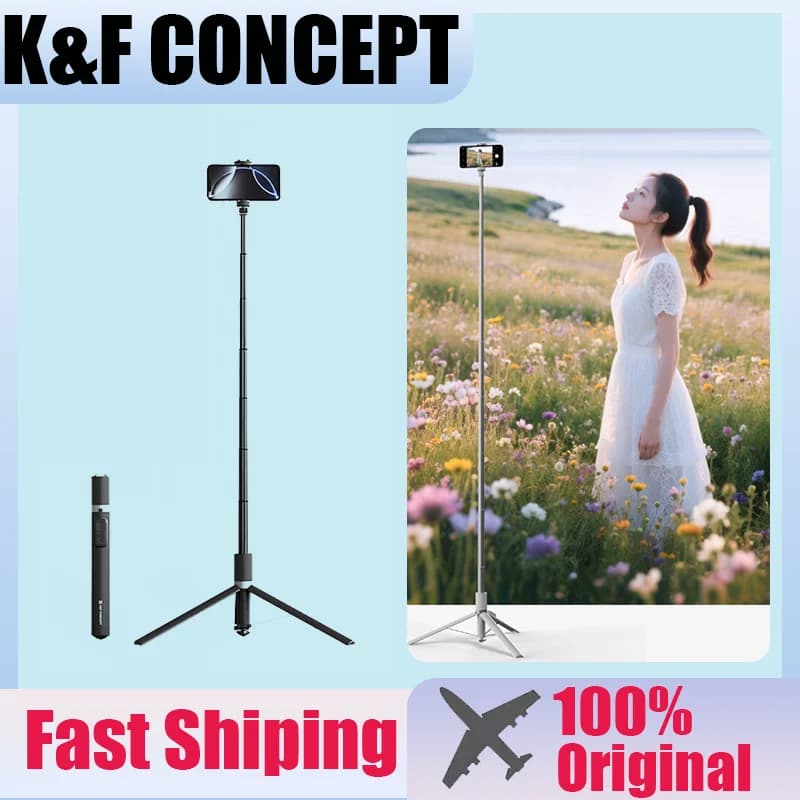 K&F CONCEPT Nuovo treppiede per selfie portatile con selfie stick mobile da 1,75 m 360 ° Treppiede da tiro rotante per la fotografia di viaggi all'aperto
