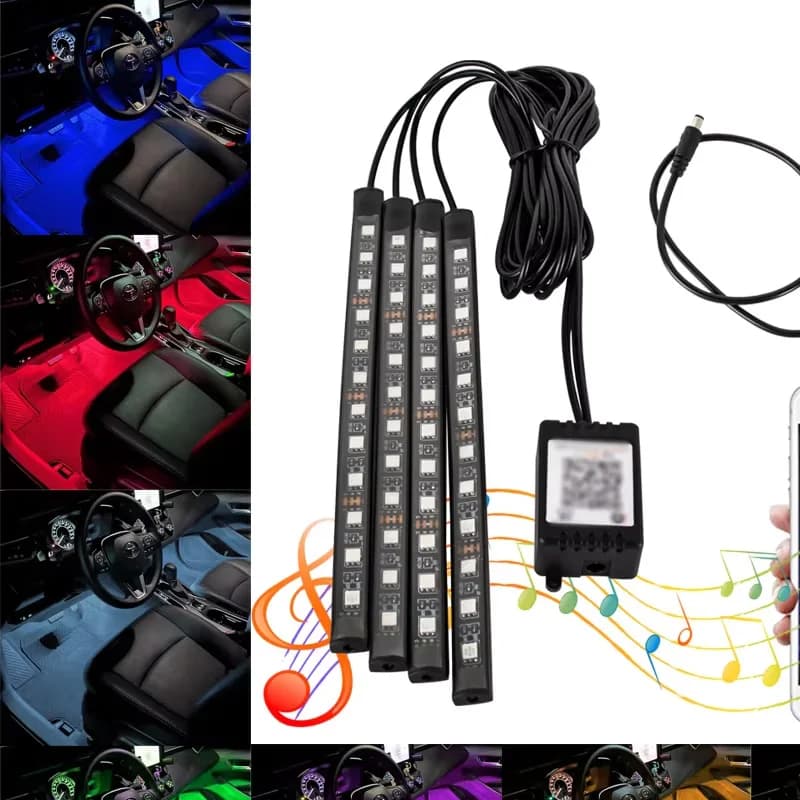 Universal RGB Car Lights, Indoor LED Strip, 8 Color Atmosphere lamps, 4x4 SUV Offroad Decorative, Automotive Accessories