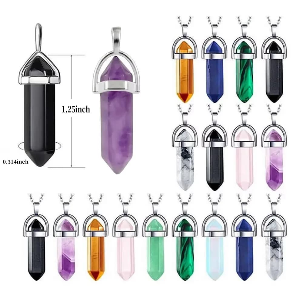 Ciondoli a punta esagonale in cristallo di pietra naturale Pallottola di quarzo Pendolo esagonale Reiki Chakra Accessori per collane di gioielli fai da te