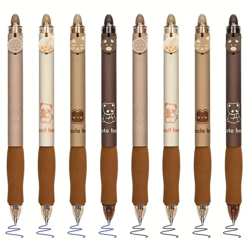 15 pz/set Penne Cancellabili Orso Sveglio, Penne Kawaii, Penne Cancellabili Inchiostro Nero/Blu da 0,5 mm, Forniture di Cancelleria per Ufficio Scolastico per Studenti