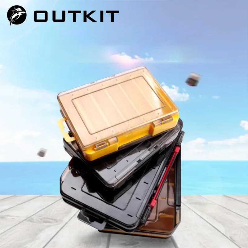 OUTKIT Double-sided fishing gear box 12/14 compartments Esca Hook for bait Fishing hook for bait Storage box Multi-function storage box