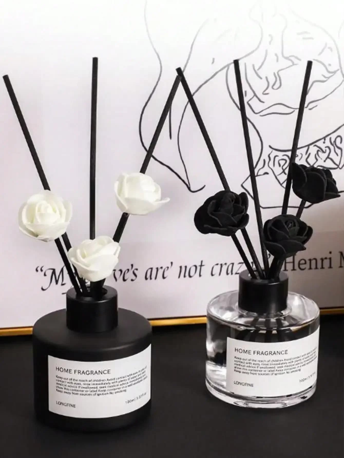 1 diffusore di oli essenziali da 100 ml, deodorante e purificatore d'aria, fragranza a lunga durata, diffusore senza fiamma in stile nordico, nero e bianco