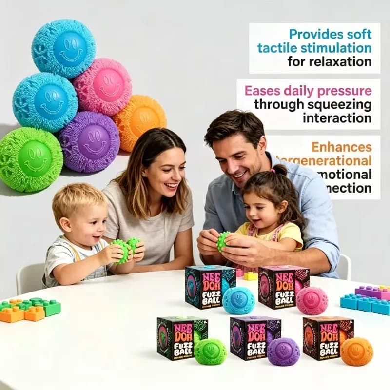 NeeDoh Fuzz Ball Squishy Antistress Morbido Tattile Giocattolo Sensoriale per Alleviare l'Ansia, Gioco Sensoriale per Bambini e Adulti, Regalo