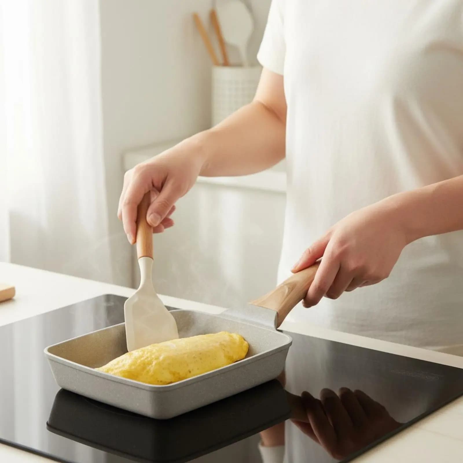Padella per Tamagoyaki Antiaderente, Padella Giapponese per Omelette, Facile da Pulire, Compatibile con Tutti i Tipi di Fornelli, per Colazione