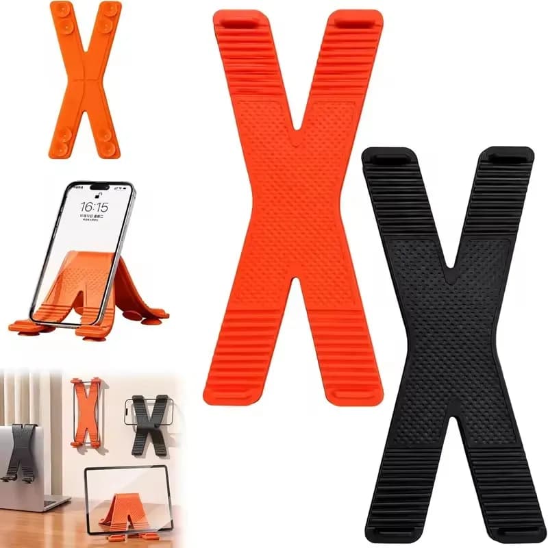 X-shaped Silicone Mobile Phone Holder Multi-angle Adjustable Stand Anti-slip Car Dashboard Phone Mount Portable Desktop Bracket