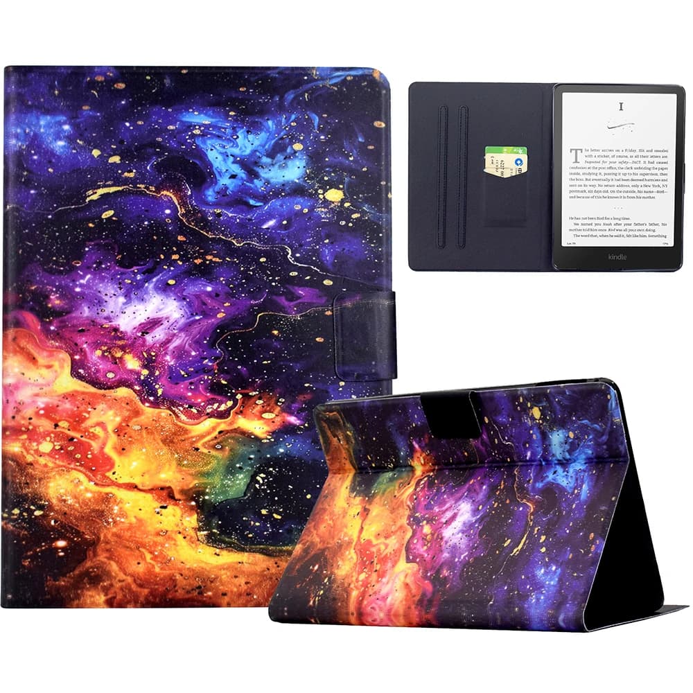 For Amazon Kindle 11th (2024) / 6" (2022) Stand Case Pattern Printing Tablet Leather Cover - Nebula