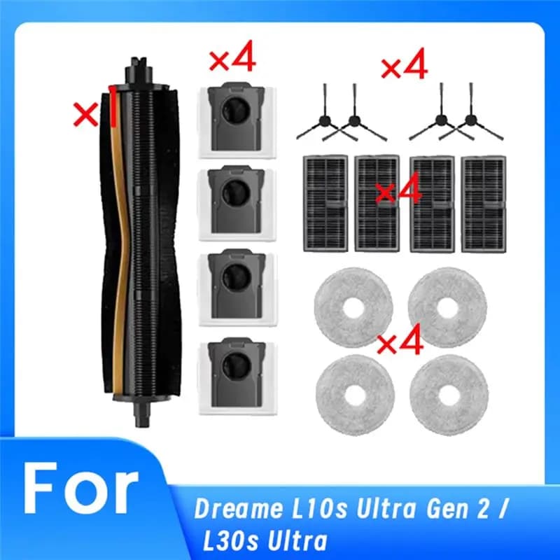 AEE4-For Dreame L10s Ultra Gen 2 / L30s Ultra Vacuum Cleaner Accessories Main Side Brush Mop Filter Dust Bags