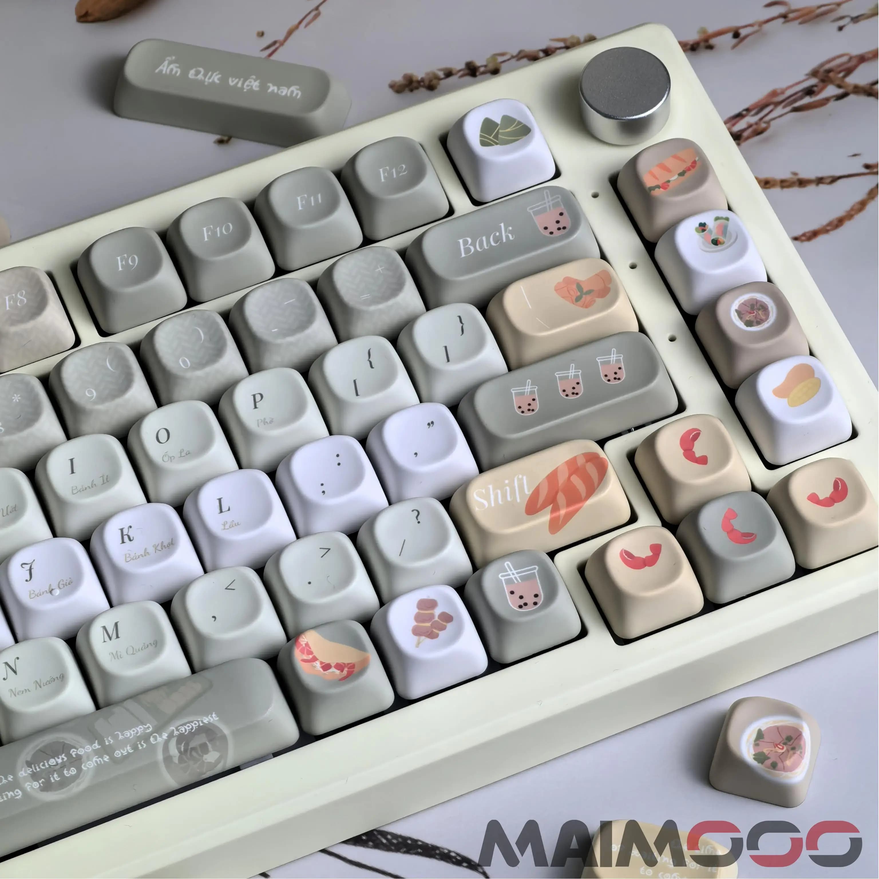 Grigio Verde Keycap PBT MOA Profilo Vietnamita Gourmet Spring Roll Baguette Zuppa Acida Cute Food Keycaps Tastiera Meccanica FAI DA TE