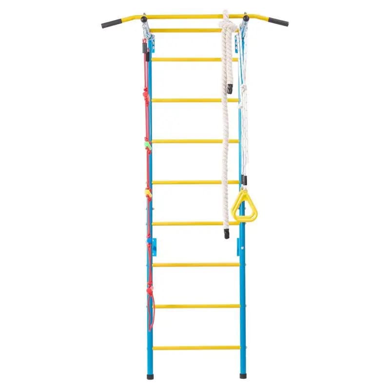 Carbon Steel Indoor Playground 50"x20" For Home Gym, Playroom, Bedroom, Swedish Ladder Wall Set Pull-Up Bar Rope Ladder Gymnastic Rings 220lbs Capacity Multicolor
