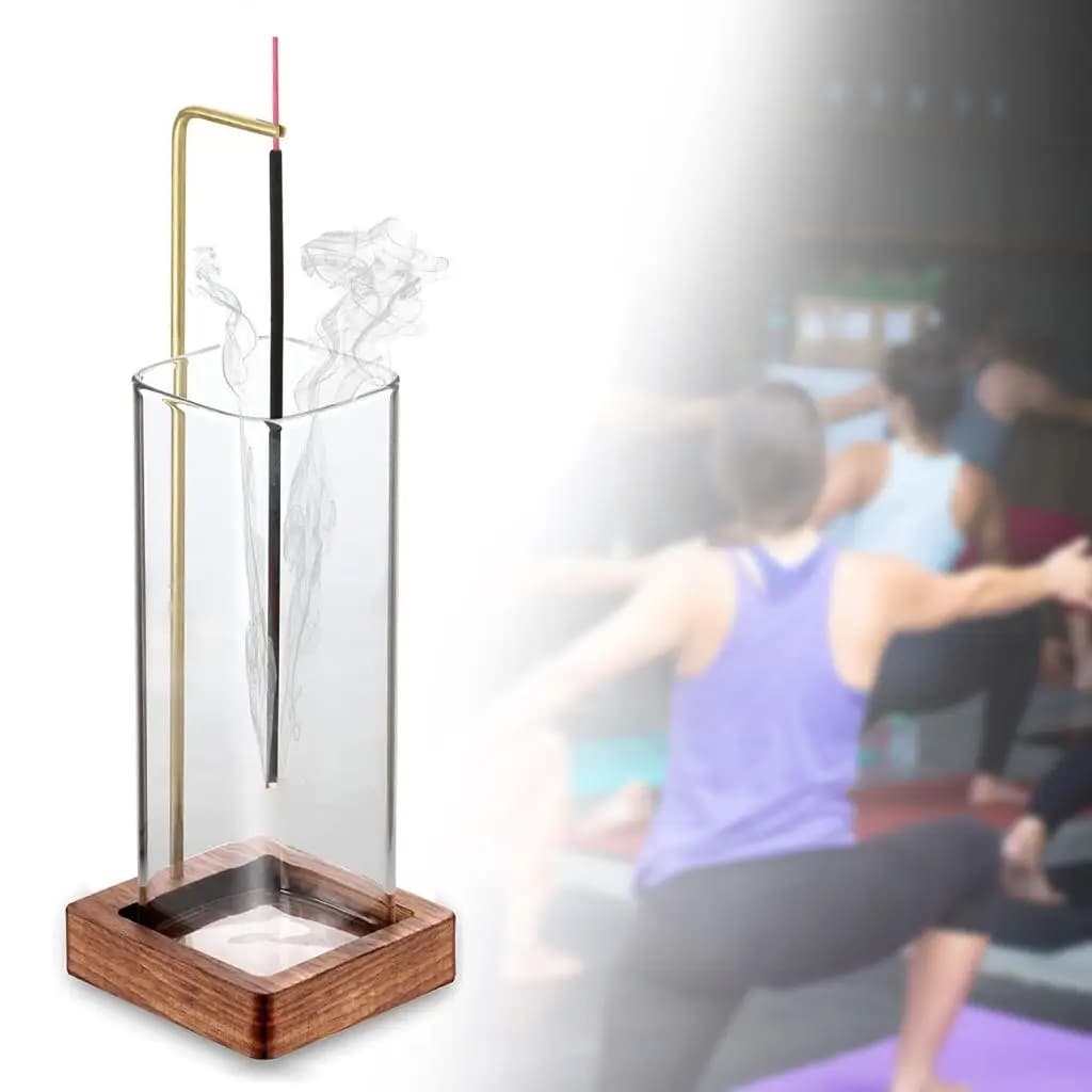 Incense Holder Aromatherapy Stand Upside Down Wooden for Sticks with Glass Collector Anti Ash Flying Censer Home Decor