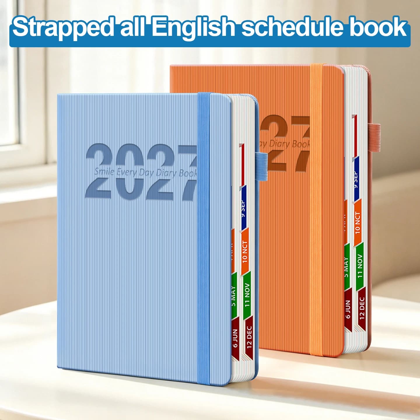 Agenda giornaliera 2027, 365 giorni, taccuino per la gestione del tempo, diario con 320 pagine, weekend su una pagina, multicolore, per ufficio.