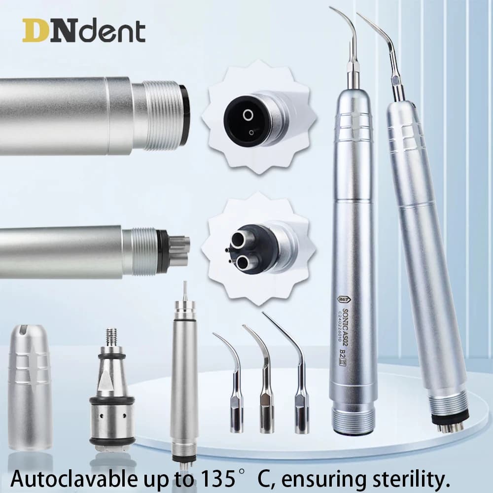 Handpiece for Ultrasound Dental Absorber with 3 Tips, Teeth Whitening Tools, 2 Holes 4 Holes, for Dentists, Laboratories and Clinics