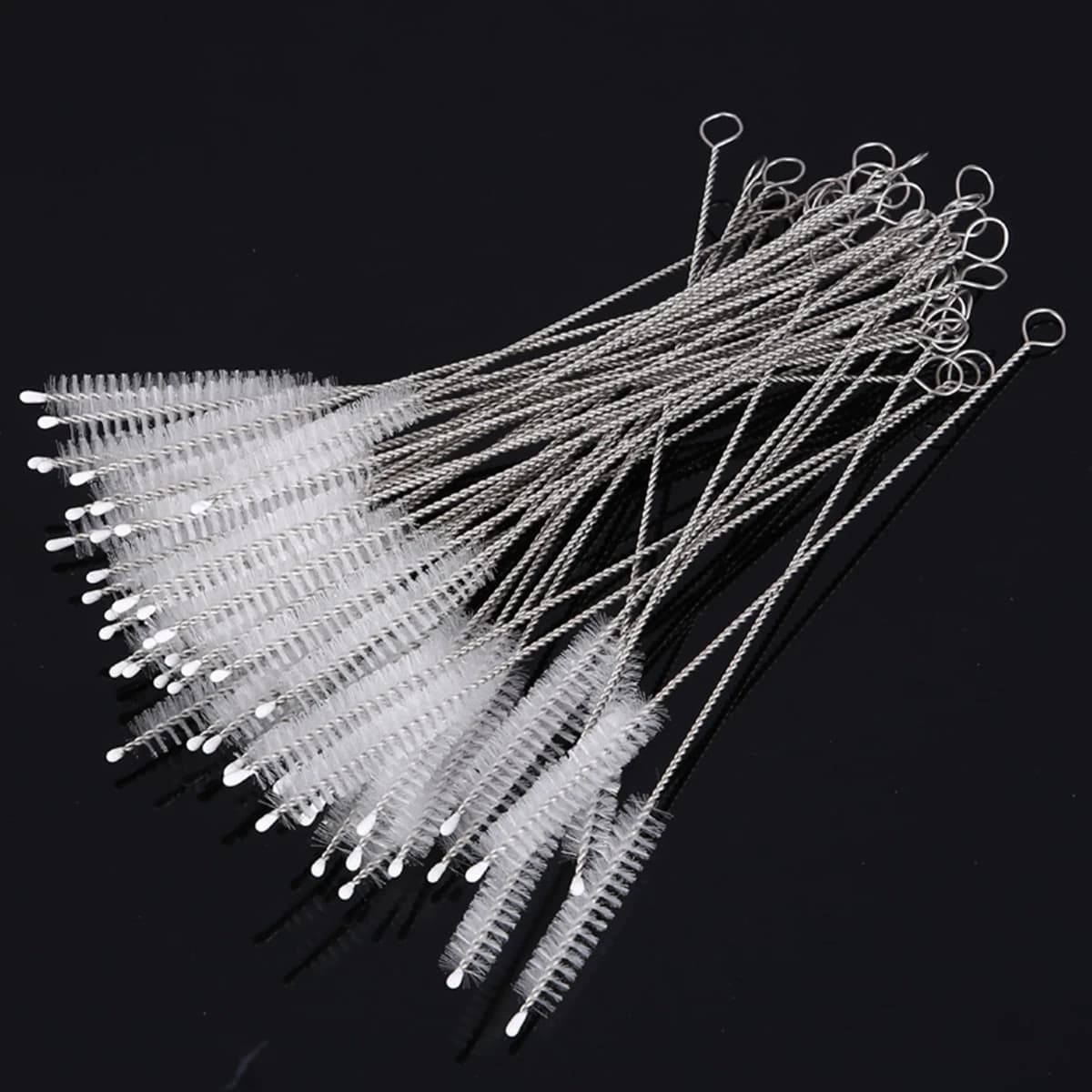 Kit di 10 Spazzole per Pulizia Cannucce, Pulitore per Tubi in Nylon e Acciaio Inox con Manico Lungo per Cannucce