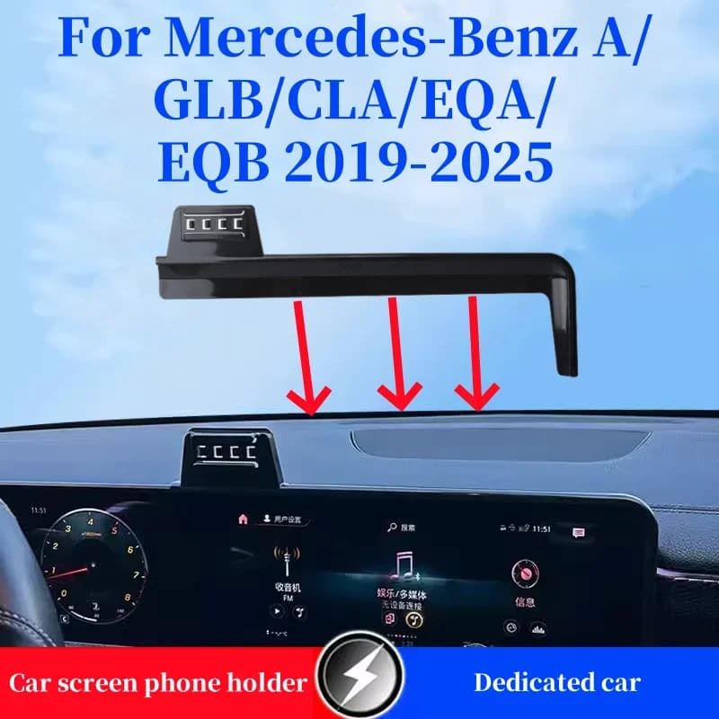 Supporto per telefono cellulare per auto schermo fisso per Mercedes-Benz Classe A W177 GLB X247 CLA C118 EQA EQB 2019-2025 Accessori per interni auto