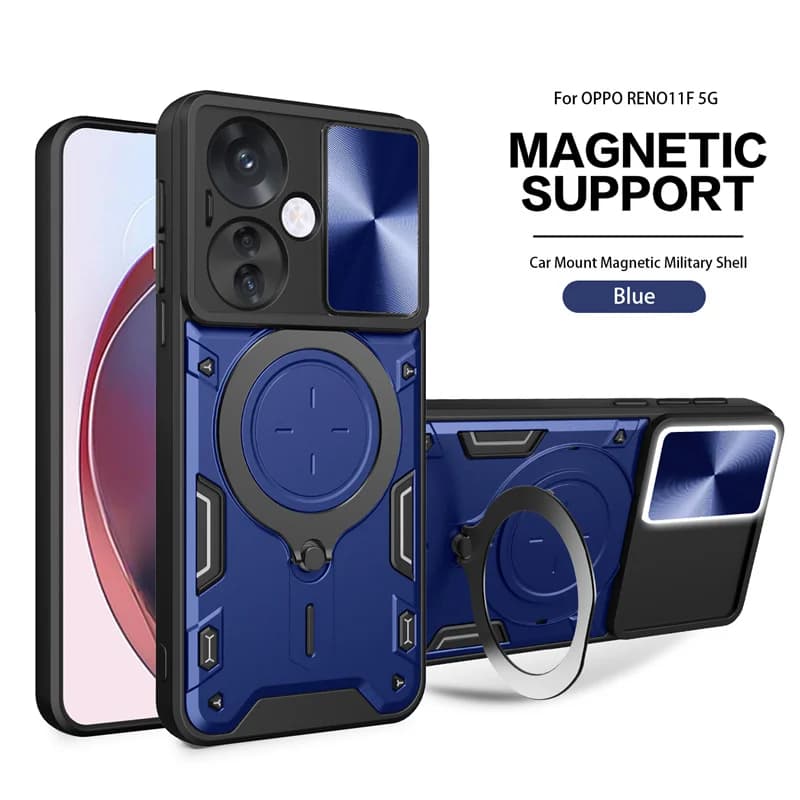 For OPPO Reno 11F 5G Car Camera Atmosphere Lamp Back Cover Stand Armor ShockProof Full For OPPO Reno 11F 5G Protective Case