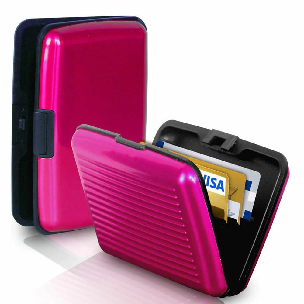 Porta carte di credito con blocco RFID Portamonete Porta biglietti da visita con portafoglio antifurto impermeabile in metallo alluminio per uomo donna