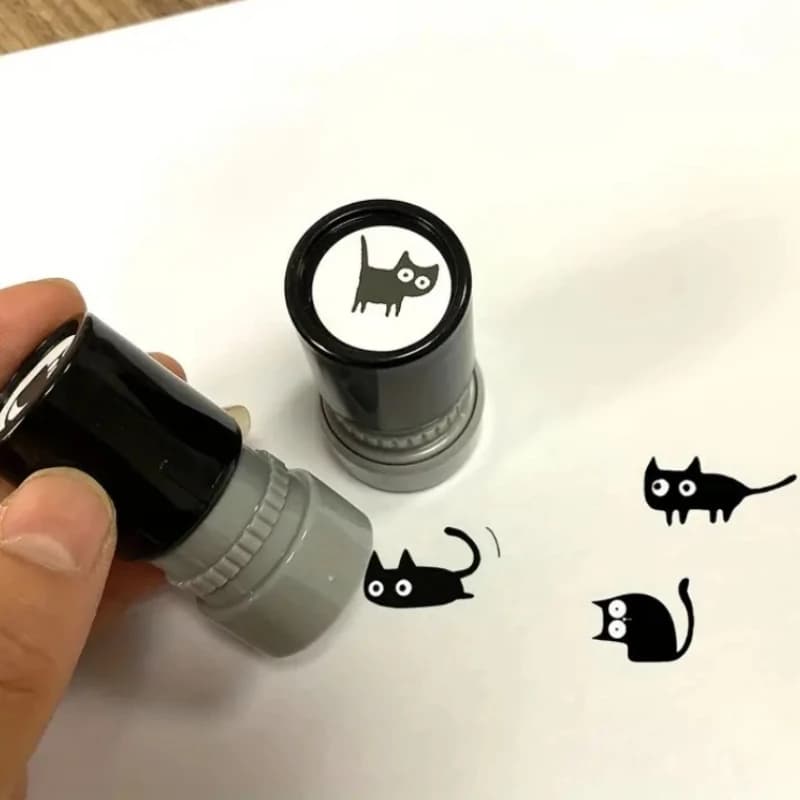 Set of 4 Fun Stamps with Motive Cat Cartoon, Style Trendy