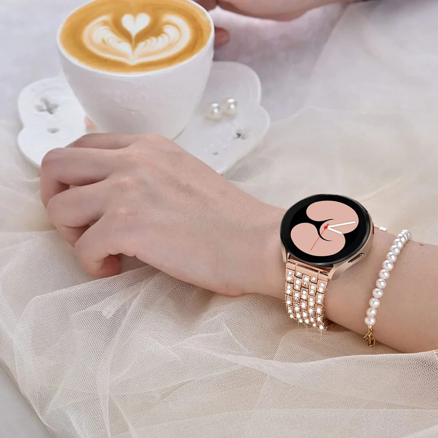 Cinturino diamantato da 20mm 22mm per Samsung Galaxy Watch 6/5/pro/4/Classic/Active 2/Gear s3 bracciale in metallo Amazfit GTR/GTS 4/2/2e/3 cinturino