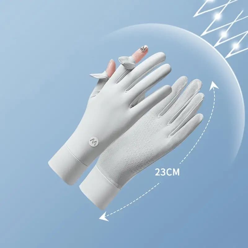 Women Sunscreen Ice Silk Gloves Female Summer Sun Protection Gloves Cycling Driving Mittens Thin Anti-UV Gloves 1Pair