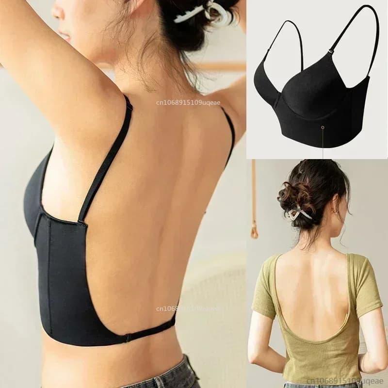 Taglia unica adatta a tutti il reggiseno invisibile con schiena aperta nuda Biancheria intima intima da donna sexy Petto piccolo Pudh Up Seamles raccolti Senza schienale