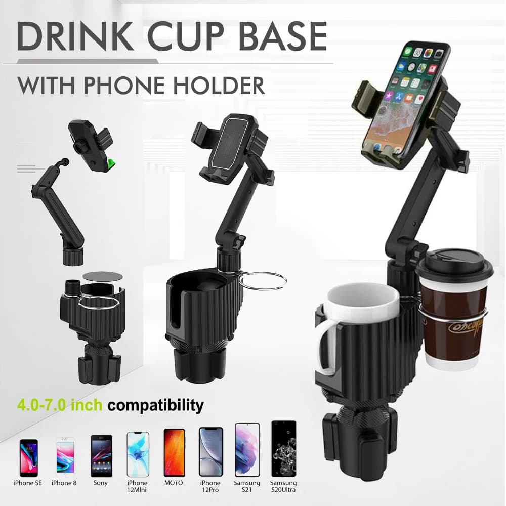 Universal Multifunction Car Support with 360 Degree Rotation, Adjustable Support for Cellular and GPS, Clip and Phone Accessories